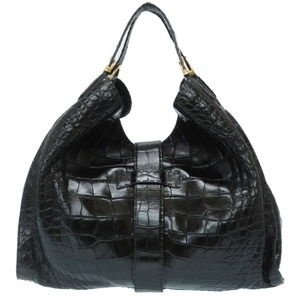 Gucci Tote Croco Soft Alligator Black Bag Stirrup